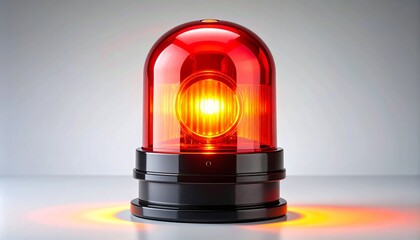 Glowing Red Emergency Siren Beacon Light for Warning and Security Alert Concept