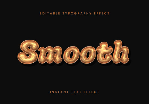 Gold Inflated Glossy 3D Text Effect Bubble Metallic Font