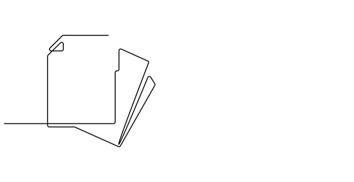 Animated self drawing of  Clipboard with checklist icon continuous one line drawing of outline vector illustration, One continuous line vector drawing of a folder. Outline documents background icon.