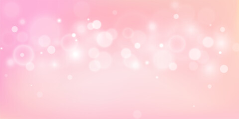 Pink bokeh background design. Romantic soft gradient with abstract blurred light sparkles and copy space. Vector illustration. © Anastasiia
