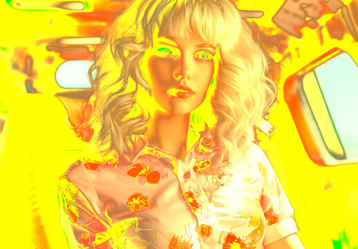 Yellow And Red Mixed Media Texture Photo Effect