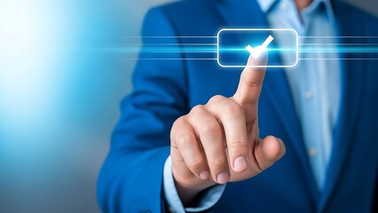 Businessman interacting with futuristic interface technology