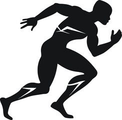Fototapeta premium SocialCybernetic Sprinter Silhouette. Dynamic running silhouette with tech motifs, representing future sports and bionic speed.