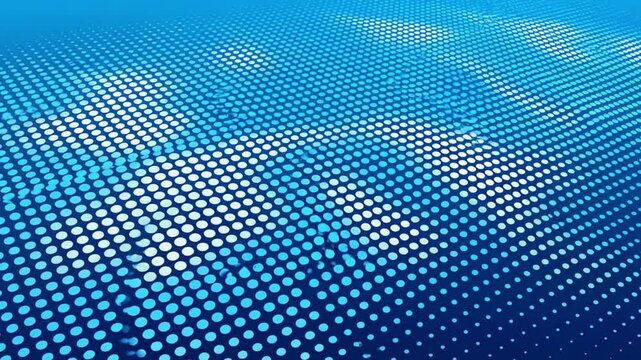 An intricate, dynamic blue abstract background showcasing a halftone dot pattern forming a wave.