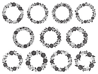 Obraz premium ENGLISH GARDEN WREATH SILHOUETTE