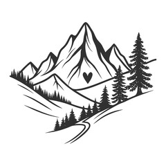 Obraz premium Mountain landscape with heart