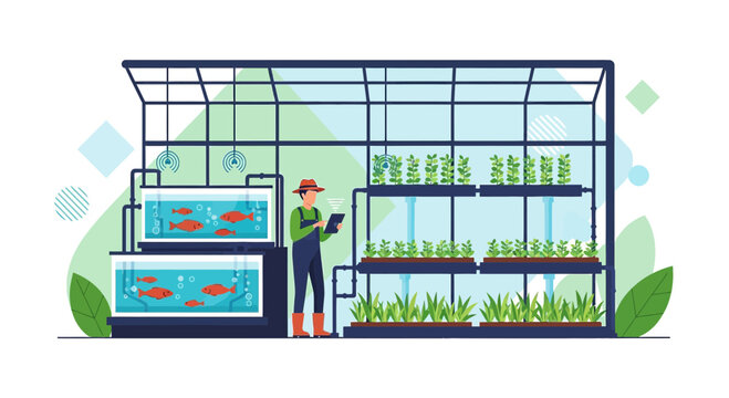 Innovative aquaponics system integrating fish farming and hydroponics for sustainable agriculture