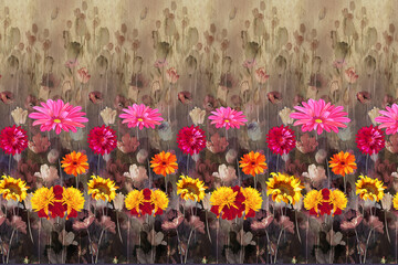 The Amazing fabric Abstract Background, Halftone flowers bouquet, Floral illustration, Leaf and buds, Botanic composition abstract background for greeting card and textile print - Illustration