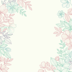 Obraz premium Elegant botanical border design featuring golden sparkle stippling and detailed sketch flowers perfect for high end wedding invitations.