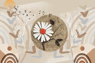 vintage background with flowers and butterflies