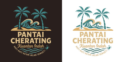 Obraz premium Pantai cherating kuantan indah travel emblem design