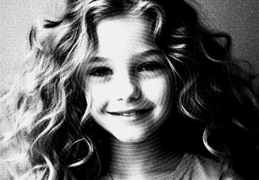 B&W Circle Printing Photo Effect Halftone Texture Portrait