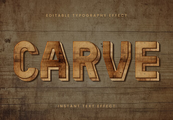 Brown And Beige Wooden Engraved 3D Wood Text Effect Carved Wood Font