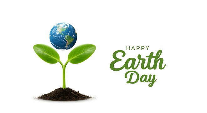 Happy Earth Day Globe Plant Celebration