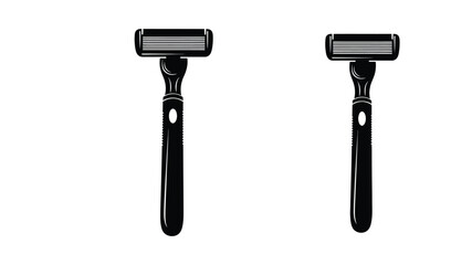 Two black razors displayed against a plain white background isolated view