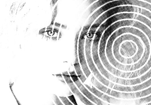 B&W Circle Printing Photo Effect Spiral Abstract Portrait
