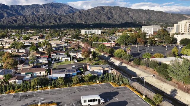 Aerial footage of the majestic San Gabriel Mountains in Duarte California USA