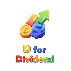 3D icon of stock dividends with gold coins, blue coins, and a green upward arrow showing financial profit growth.