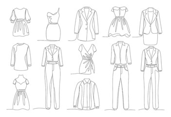 Elegant Continuous Line Fashion Apparel Illustration - Minimalist Design