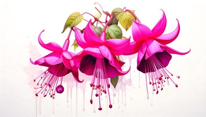 Vibrant fuchsia flowers, detailed illustration