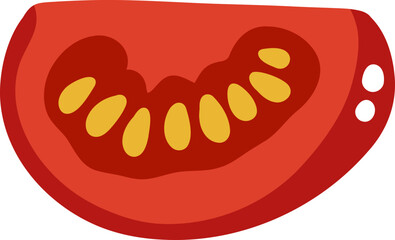 cute slice piece of tomato healthy vegetable vector cartoon illustration