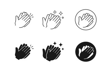 Obraz premium Set of clapping hands icons in outline and solid black styles