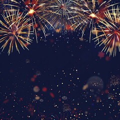 Colorful of fireworks display background with empty space for text or wishes on night sky background.
