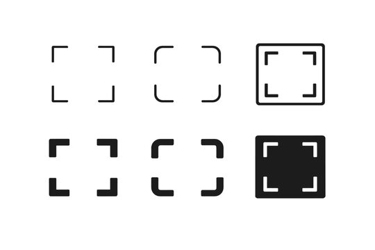 Collection of corner bracket icons representing zoom and full screen modes