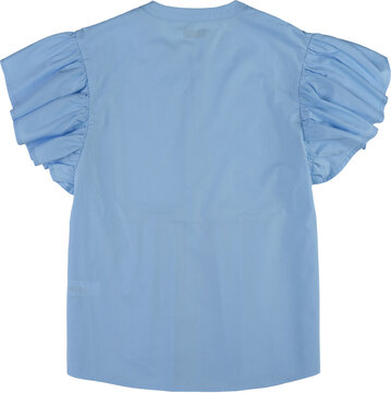 Light blue blouse with puffed sleeves isolated on transparent background