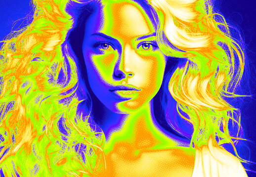 Yellow And Green Halftone Heatmap Photo Effect