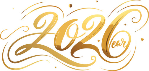 luxury 2026 year gold calligraphy typography on white © Vector Art 