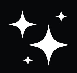 Vector sparkle symbols with sharp starburst geometry and radiant glow style, perfect for magical effects, decorative elements, digital products, posters, and contemporary UI components.