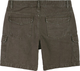 Olive green cargo shorts isolated on transparent background