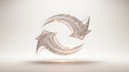 Abstract shimmering double arrow symbol representing cyclic process