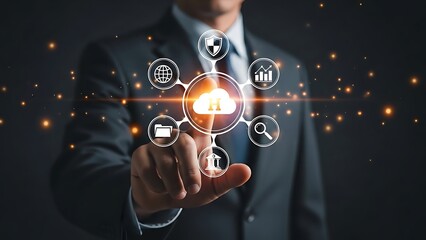 Businessman touching cloud computing technology