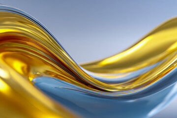 Fluid dynamic golden and silver metallic waves in smooth motion with reflective surfaces creating an elegant and abstract futuristic background design illustration