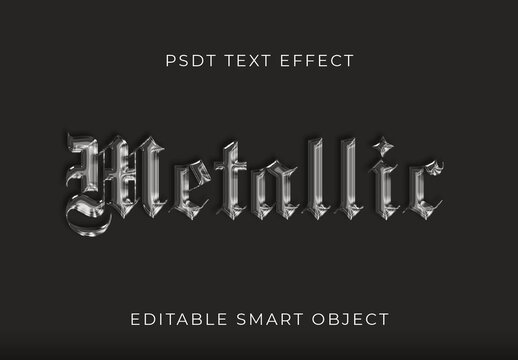 Black And Silver Chrome Glass Text Effect Gothic Metallic Font