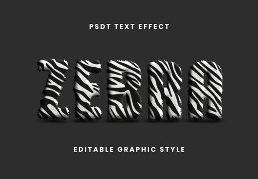 Black And White Plush Furry Text Effect Zebra Animal Font