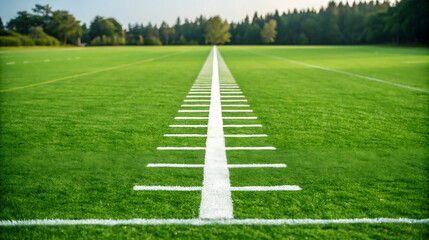 Green Football Field with White Yard Lines grass white lines