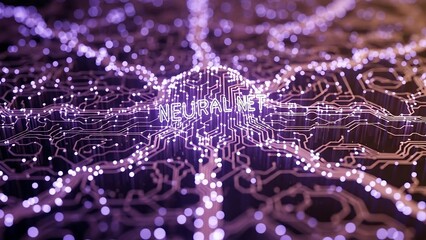 Purple Neural Network Connections Visualization.