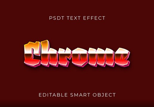 Red And Yellow 80&rsquo;s Lighting Metallic Text Effect Chrome Gradient Font