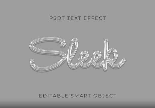 Silver And White Chrome Glass Text Effect Glossy Script Font