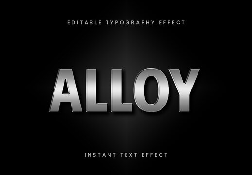 Silver Stamped Metal Text Effect Metallic Font