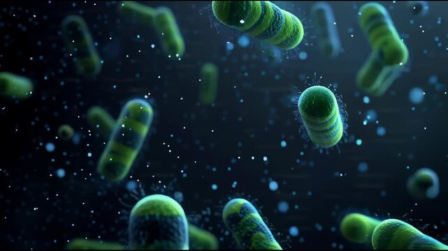 Bacteria Cells in Microscopic View.
