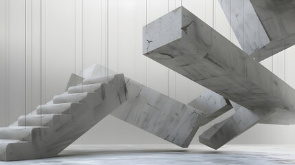 Surreal Floating Marble Staircase Design