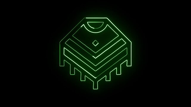 Glowing neon line poncho icon with subtle animation. Poncho fashion animation HD video isolated on black background.