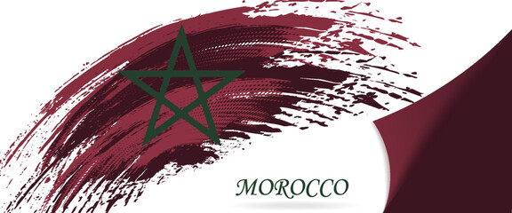 Happy Independence Day of Morocco. Brush painted flag of Morocco country. Classic brush flag vector background