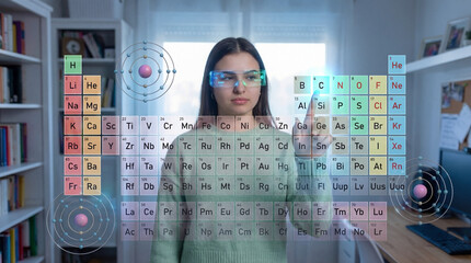 Student learning chemistry concepts with interactive periodic table