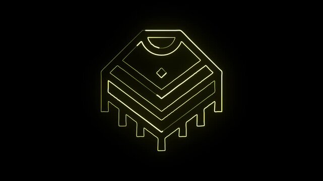 Glowing neon line poncho icon with subtle animation. Poncho fashion animation HD video isolated on black background.
