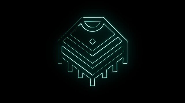 Glowing neon line poncho icon with subtle animation. Poncho fashion animation HD video isolated on black background.